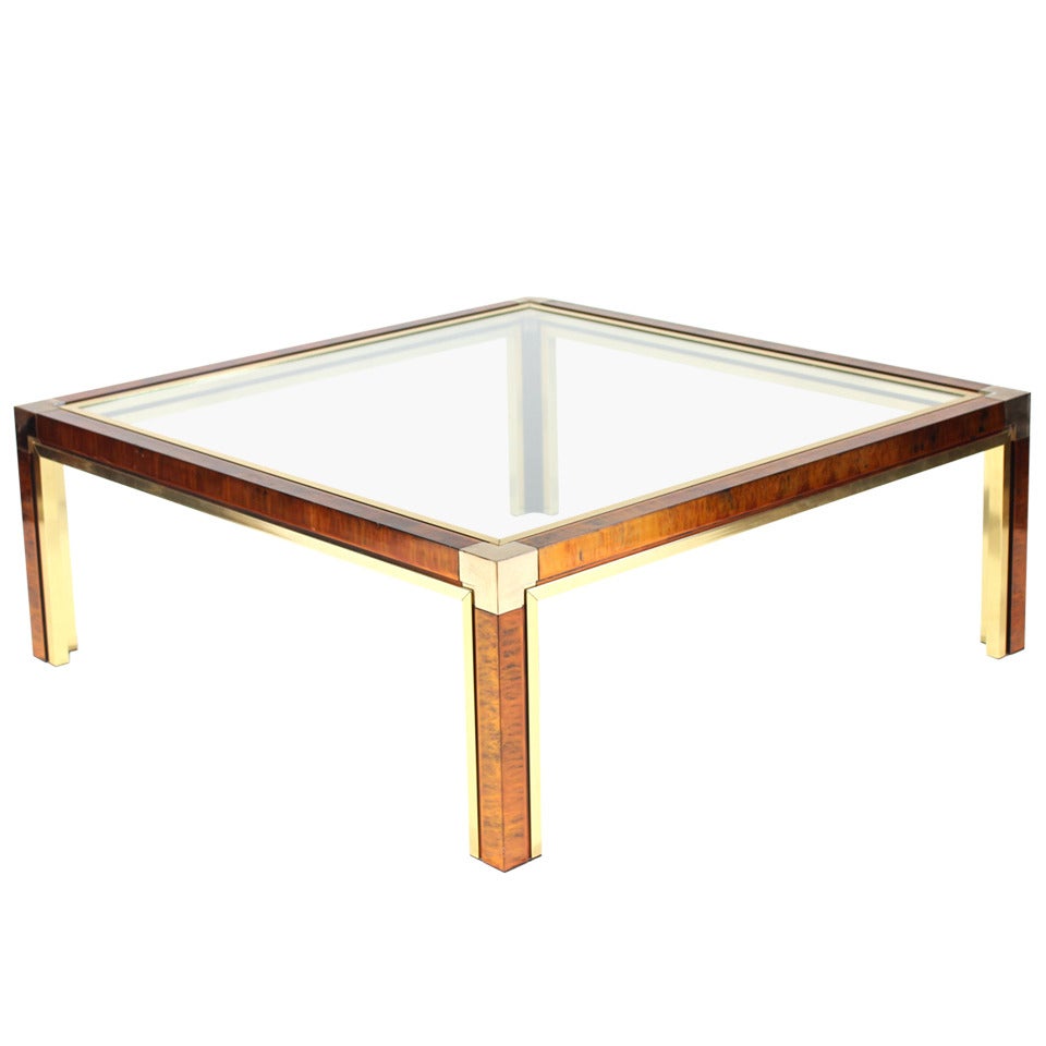Vintage Faux Tortoise, Aluminum and Brass Coffee Table For Sale
