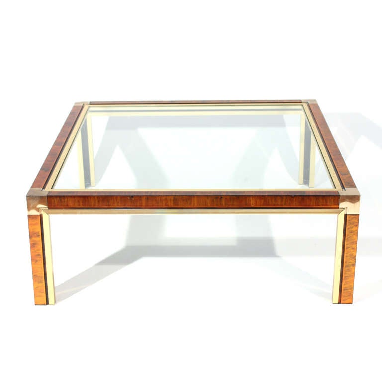 Unknown Vintage Faux Tortoise, Aluminum and Brass Coffee Table For Sale