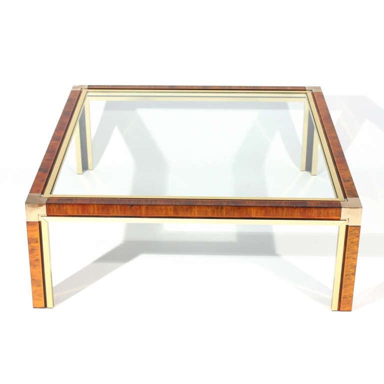 Vintage Faux Tortoise, Aluminum and Brass Coffee Table In Good Condition For Sale In Baltimore, MD