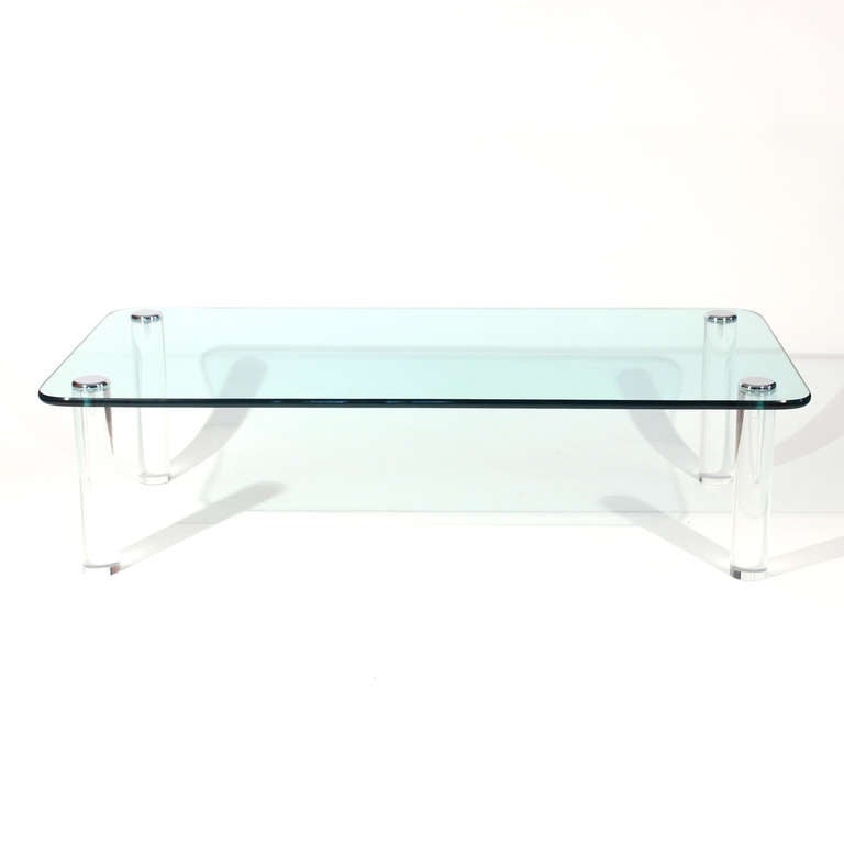 Pace Collection, Lucite and Chrome Glass Top Coffee Table
