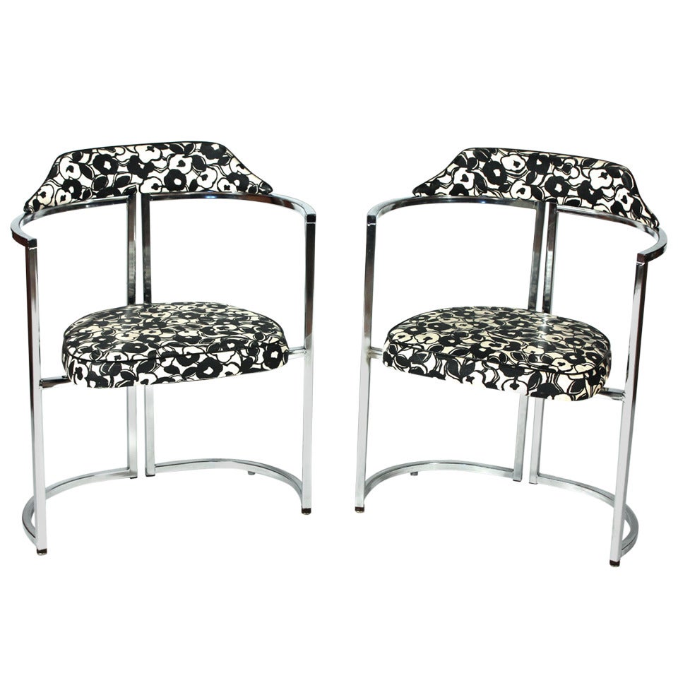 Pair of Chrome Dining Chairs For Sale
