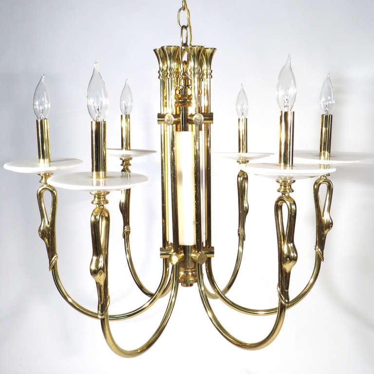 French Brass Swan Chandelier For Sale