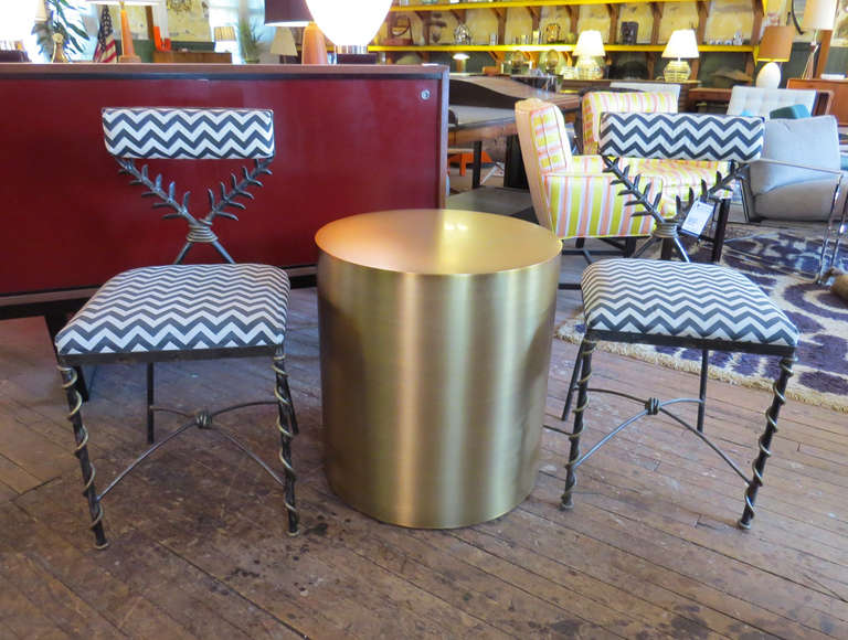 Contemporary Bronze Drum Table For Sale