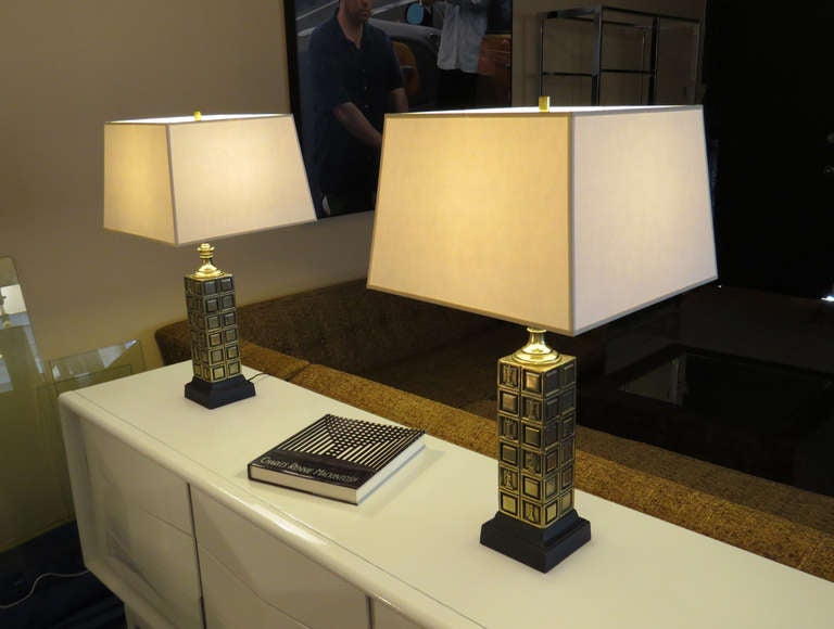 Brass Laurel Chess Lamps For Sale