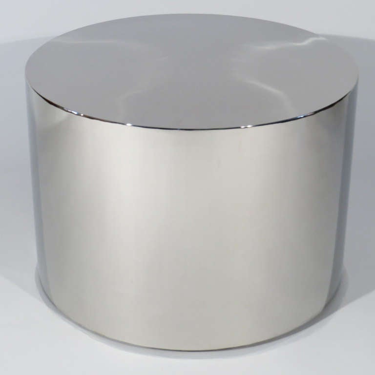 Milo Baughman for Thayer Coggin drum table in polished chrome finish. Price is per table with available dimension below.
17