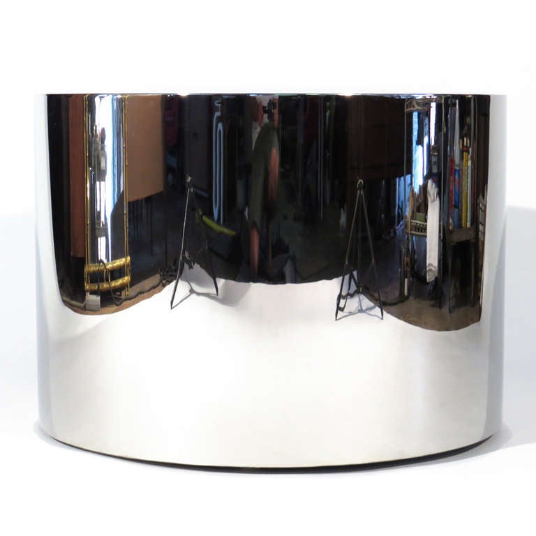 American Chrome Drum Table For Sale