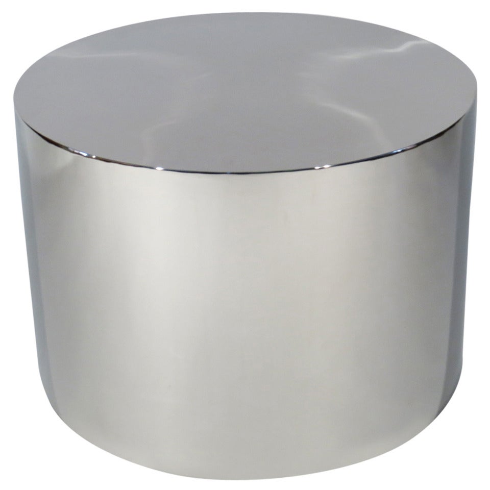 Chrome Drum Table For Sale