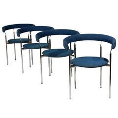 Four Chrome Circular Side Chairs