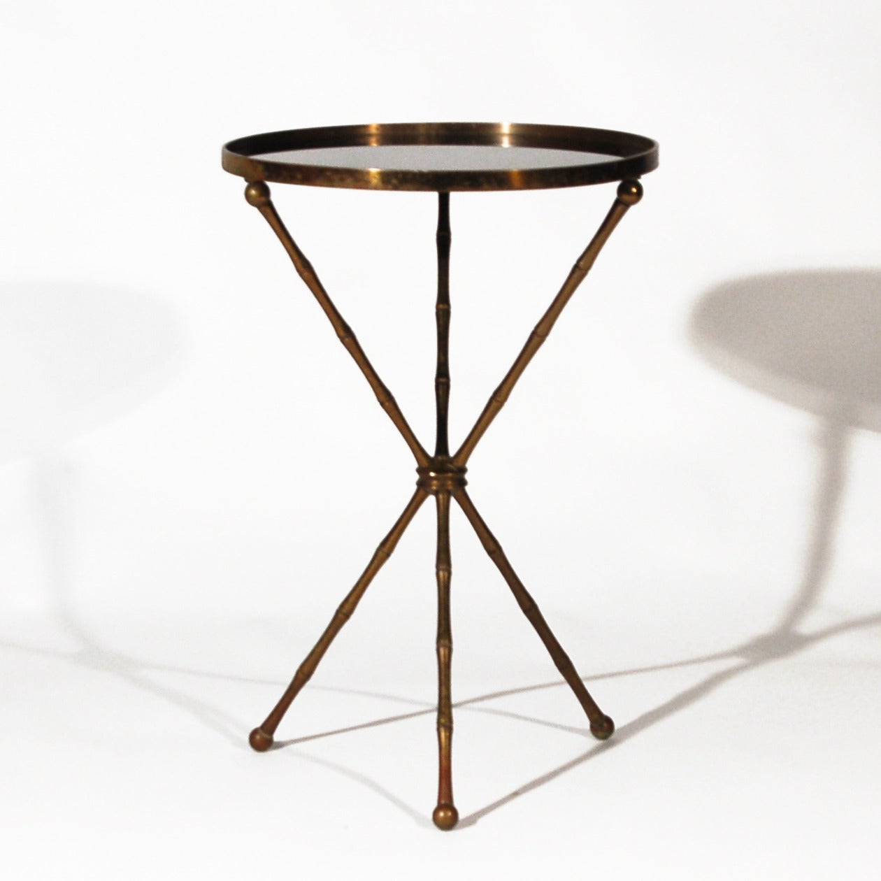 Bagues Style French Brass Faux Bamboo Tripod Table In Good Condition For Sale In Baltimore, MD