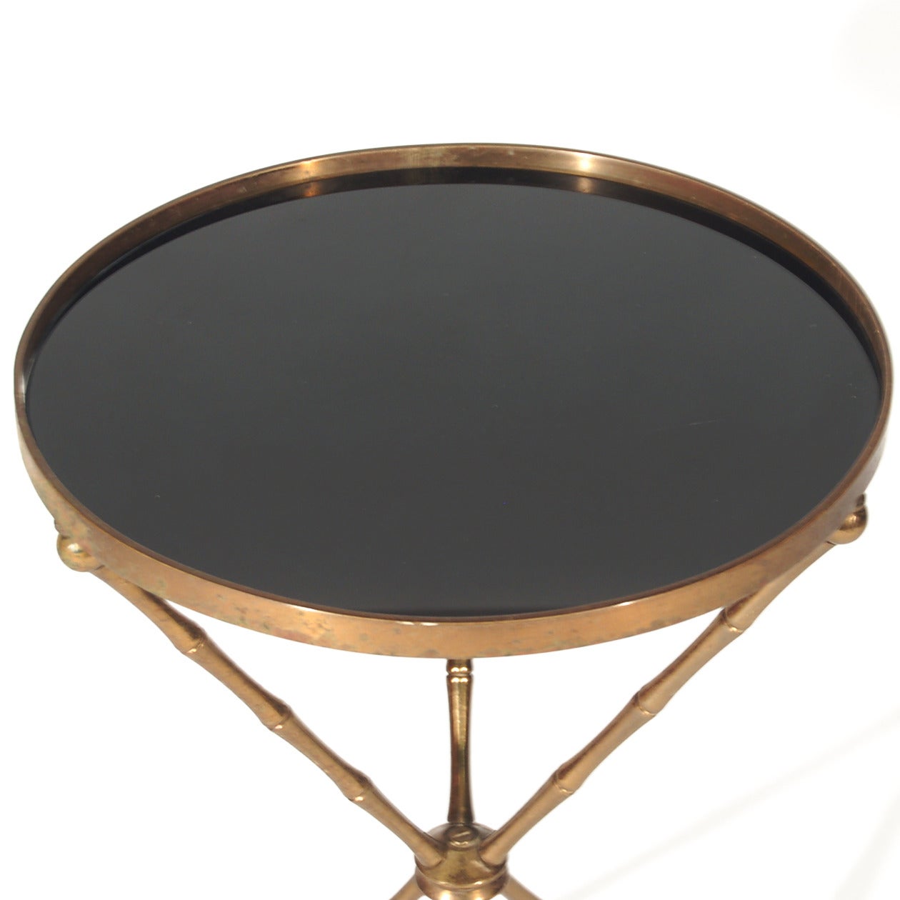 Bagues Style French Brass Faux Bamboo Tripod Table For Sale 2