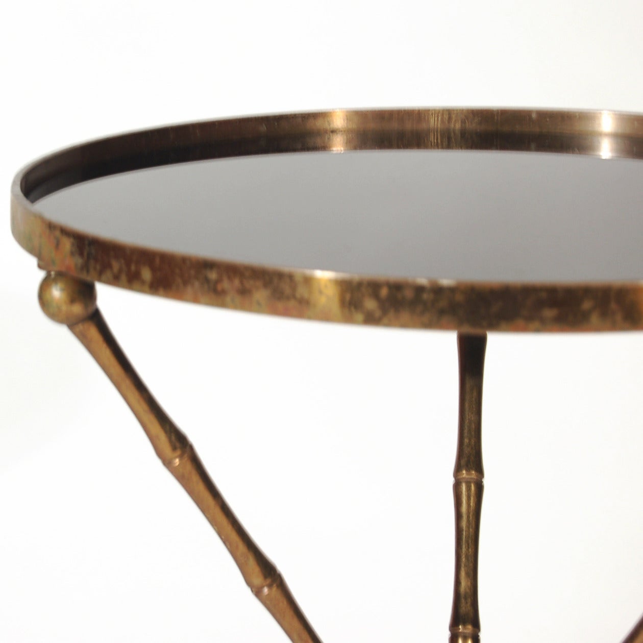 Bagues Style French Brass Faux Bamboo Tripod Table For Sale 3