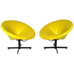 Vintage Canary Clamshell Chairs