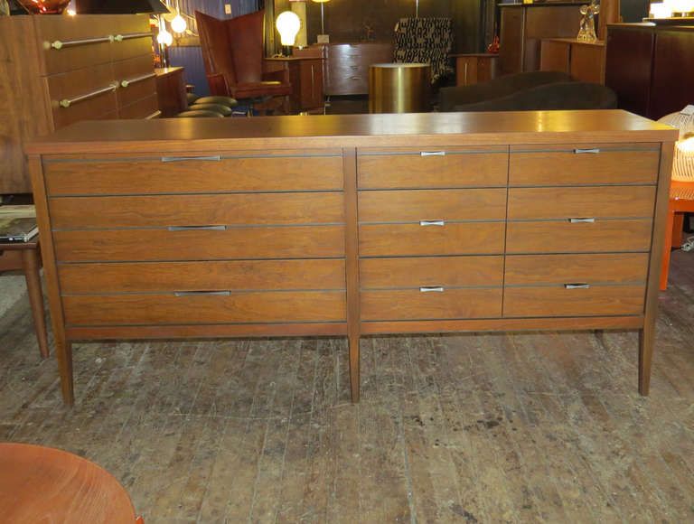 Walnut Mid-Century Tuxedo Dresser For Sale