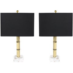 Brass 
Lucite Lamps