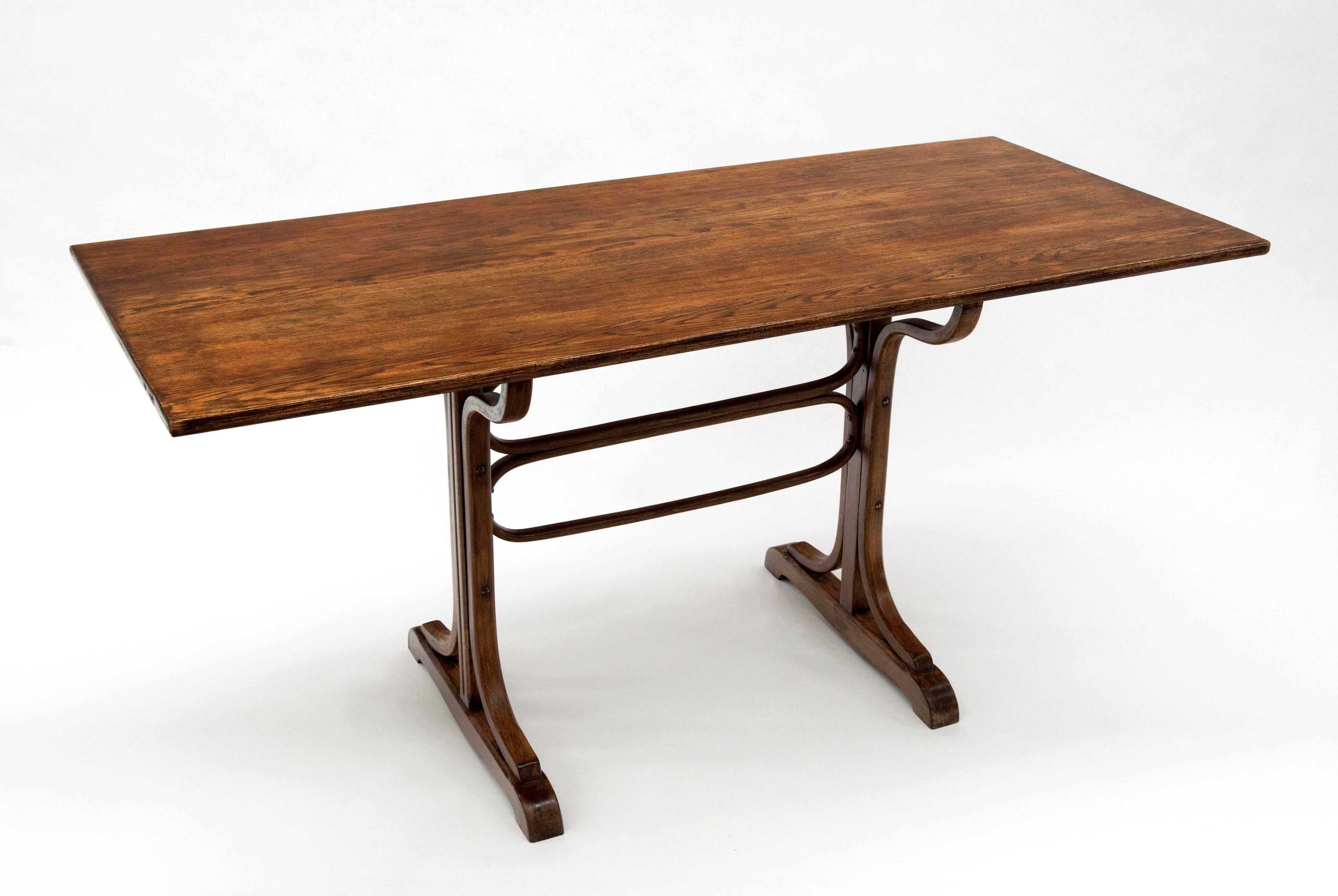 Fantastic antique table by Michael Thonet. Quality constructed and well cared for table in solid and bentwood. Table is a very functional size and could have multiple uses from a library table to bistro table.