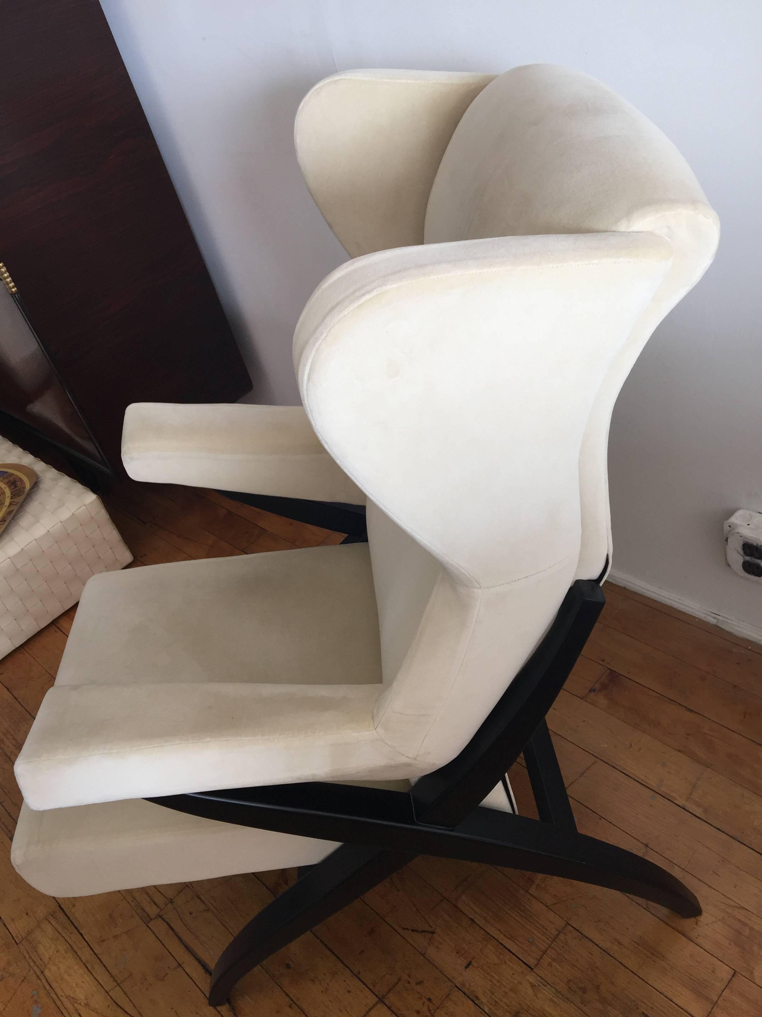 Italian Fiorenza Lounge Chair Design by Franco Albini 1952 for Arflex, Velvet Cotton