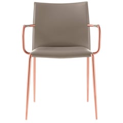 Modern Dining Armchairs, Italian Design with Leather Upholstery