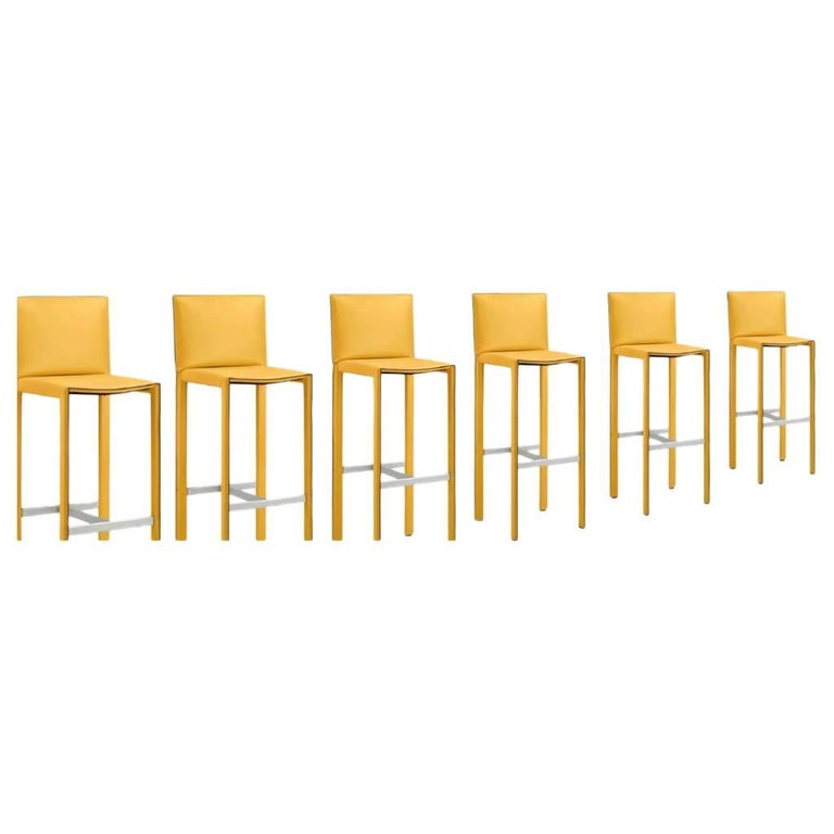 Modern Italian Leather Bar or Counter Stool, New and Made in Italy For