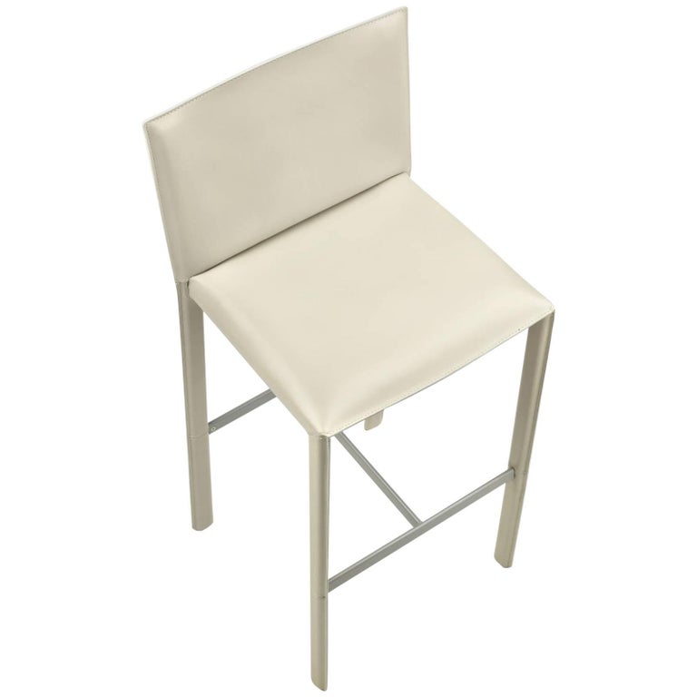 Italian Designer Bar Stool fully covered with leather, new and made in
