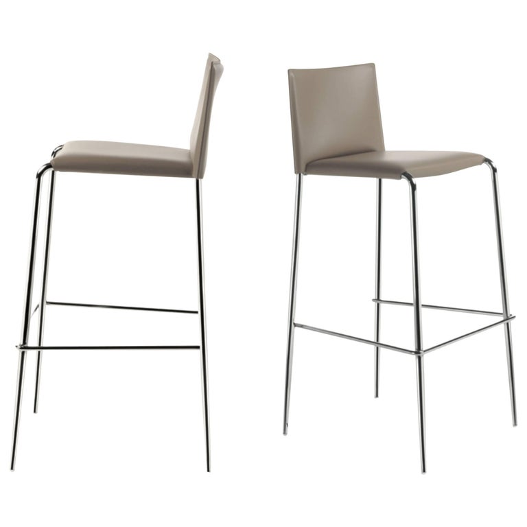 Italian Modern Bar Stools Leather And Chrome Or Painted Black Italian Modern Bar Stools Leather And Chrome Or Painted Black White For
