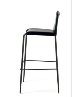 Italian Modern Bar Stools Leather and Chrome or Painted Black or White