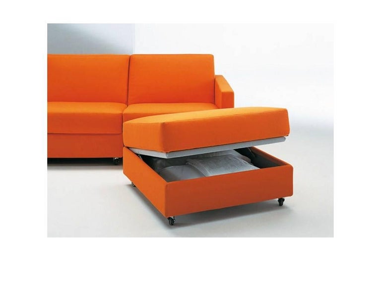 Modern Italian Sectional Sofa Beds with Storage, Fabric or Leather For