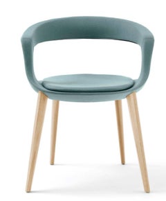 Modern Italian Leather Dining Chairs with Wooden Legs, Hand Made in Italy