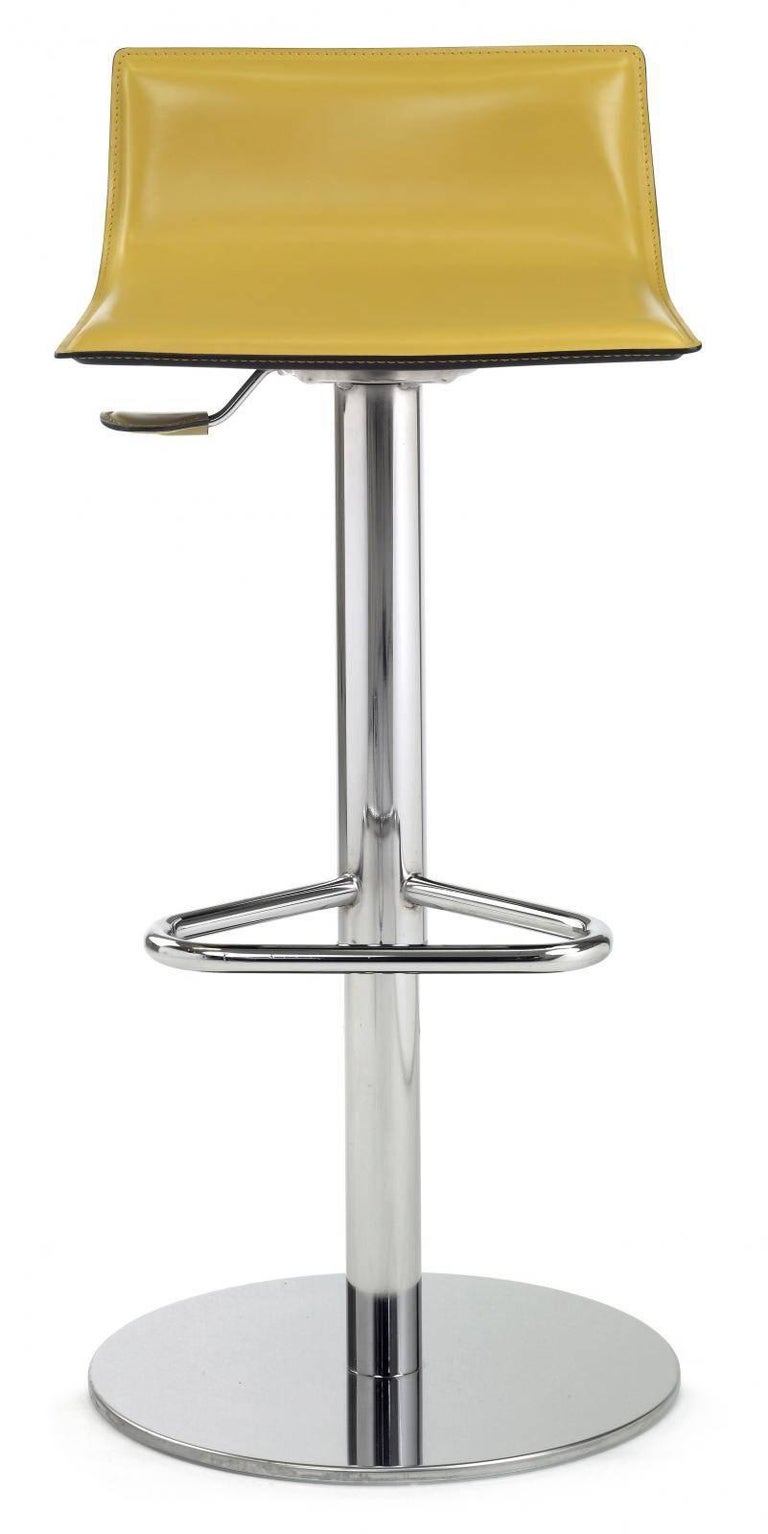 Designer Italian Bar Stools Leather with Adjustable Seat and Chrome