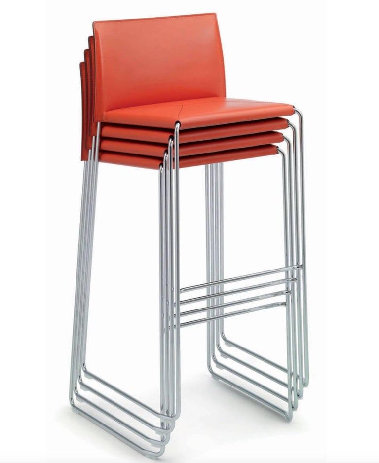 Bar Stool Italian Made Contemporary Design Leather For Sale at 1stdibs
