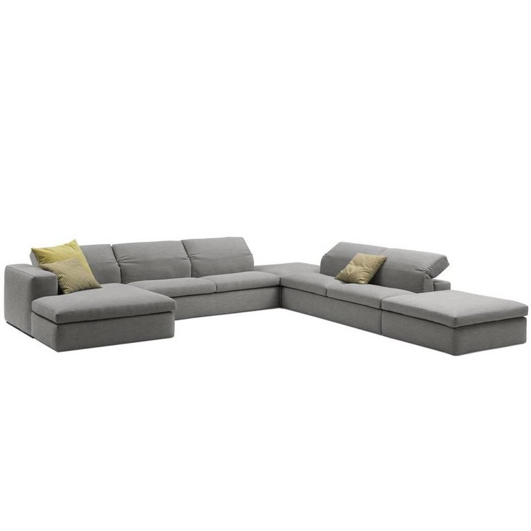 Italian Modern Sectional Fabric Sofa With Adjule Back Four Large Pieces