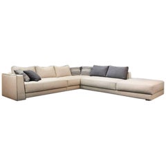 Italian Designer Sofa with Sculptural Arms Made in Italy, Fabric or Leather