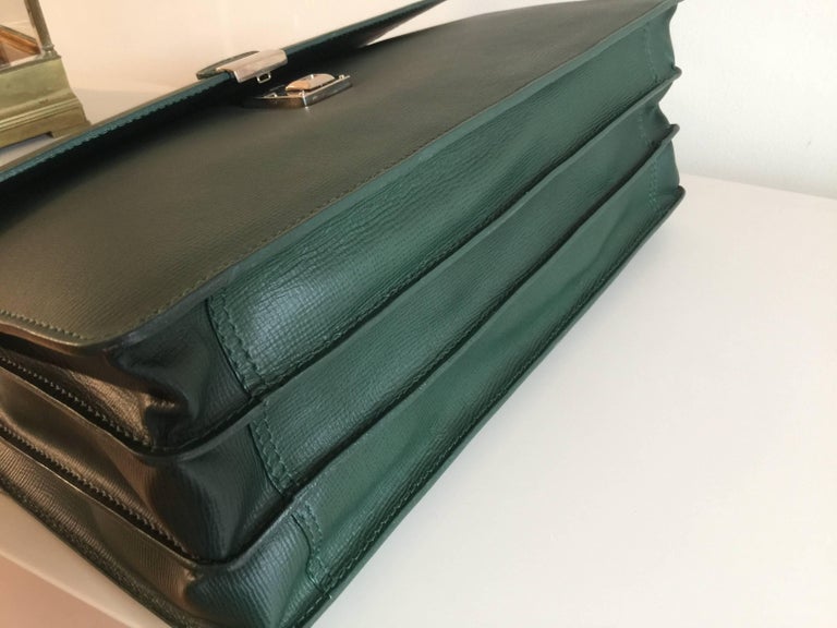 Pineider Men's Green Leather Briefcase with Matching Wallet at 1stDibs