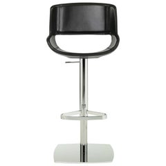 Modern Italian Leather Bar Stool Adjustable with Chrome Swivel Base