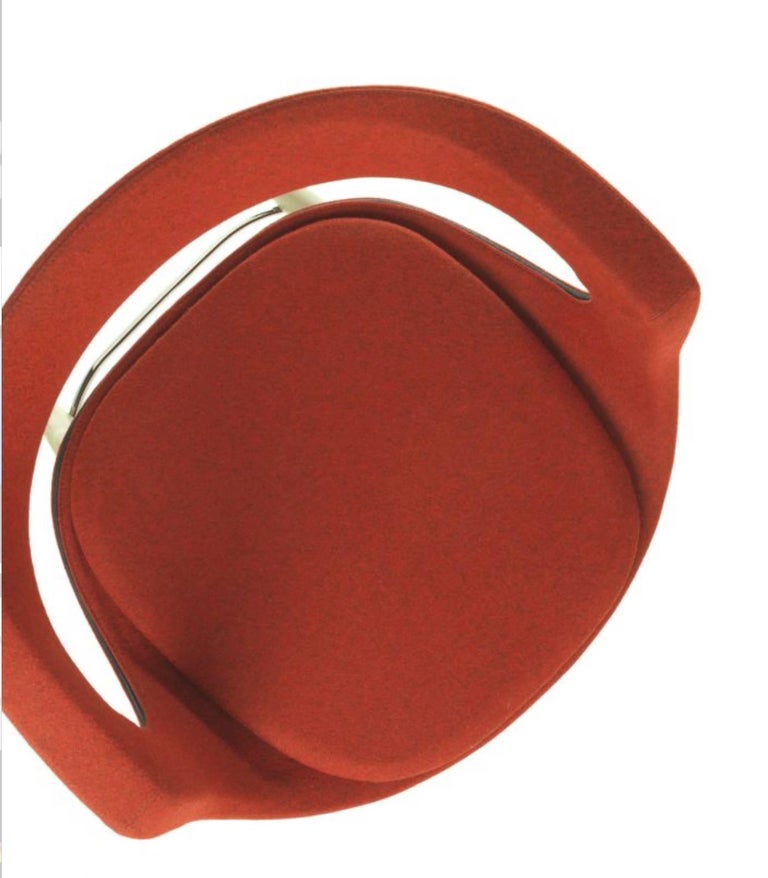 Modern Italian Bar Stool, Wood Legs, Felt or Leather Upholstery, Custom