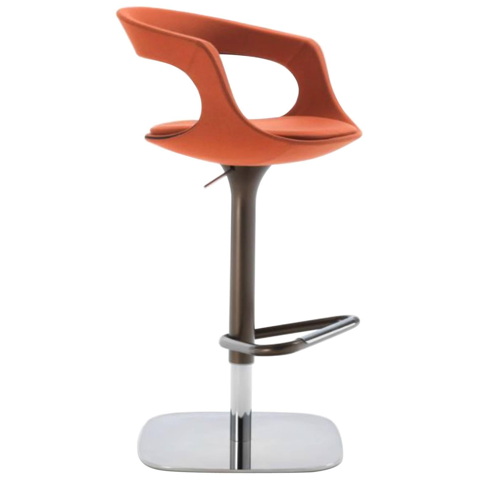 Modern Italian Bar or Counter Stool, Leather or Felt, Adjustable and Swivel For Sale