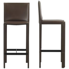 Italian Modern Leather Bar Stools Made in Italy