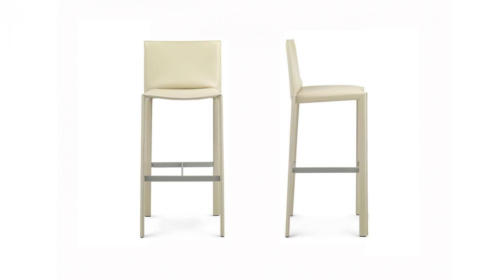 Italian Modern bar stool or counter stool (your choice) from our Italian Modern Furniture Collection, available in different colors. Italian thick hide leather with visible stitching, high quality manufacturing. The thick high quality leather is