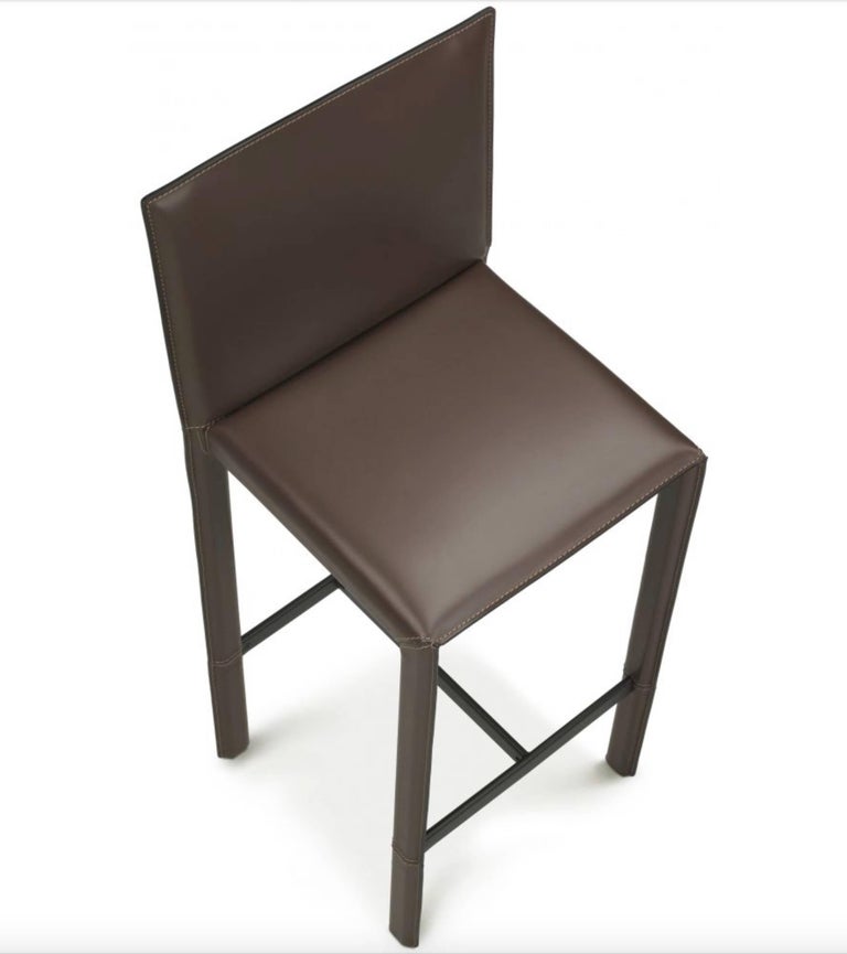 Italian Modern Leather Bar Stools Made in Italy For Sale at 1stDibs