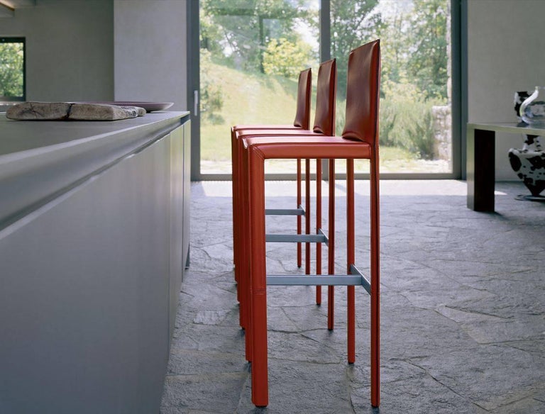 Italian Modern Leather Bar Stools Made In Italy For Sale At 1stdibs