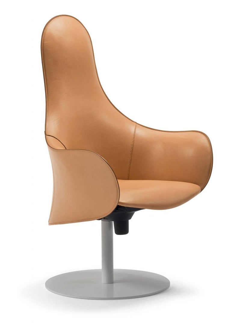 Modern Office Chairs, Made in Italy, Soft Full Grain Leather For Sale