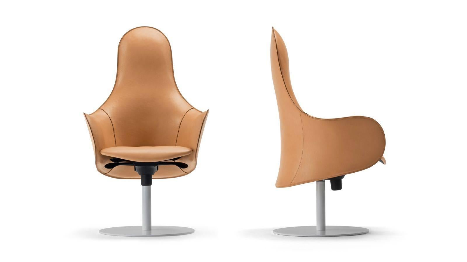 Italian Modern Office Chairs, Made in Italy, Soft Full Grain Leather For Sale