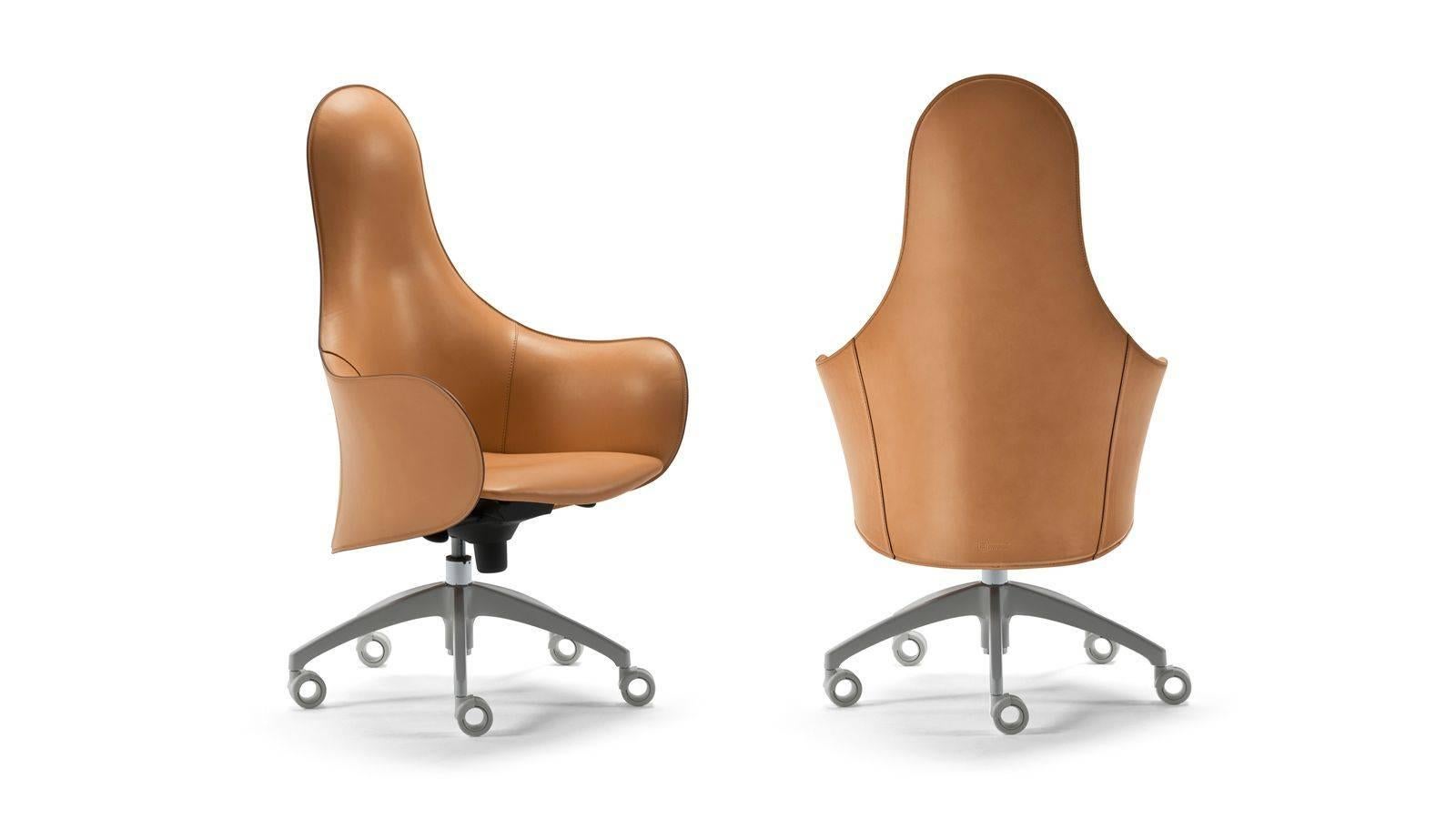 Modern Office Chairs, Made in Italy, Soft Full Grain Leather In New Condition For Sale In Jersey City, NJ