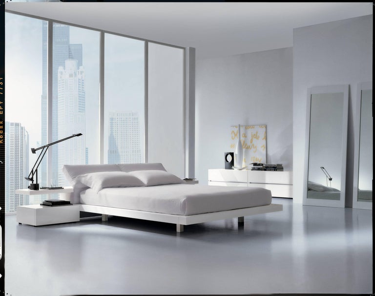 Italian Modern Platform Bed, Italian Furniture, High Gloss Lacquered