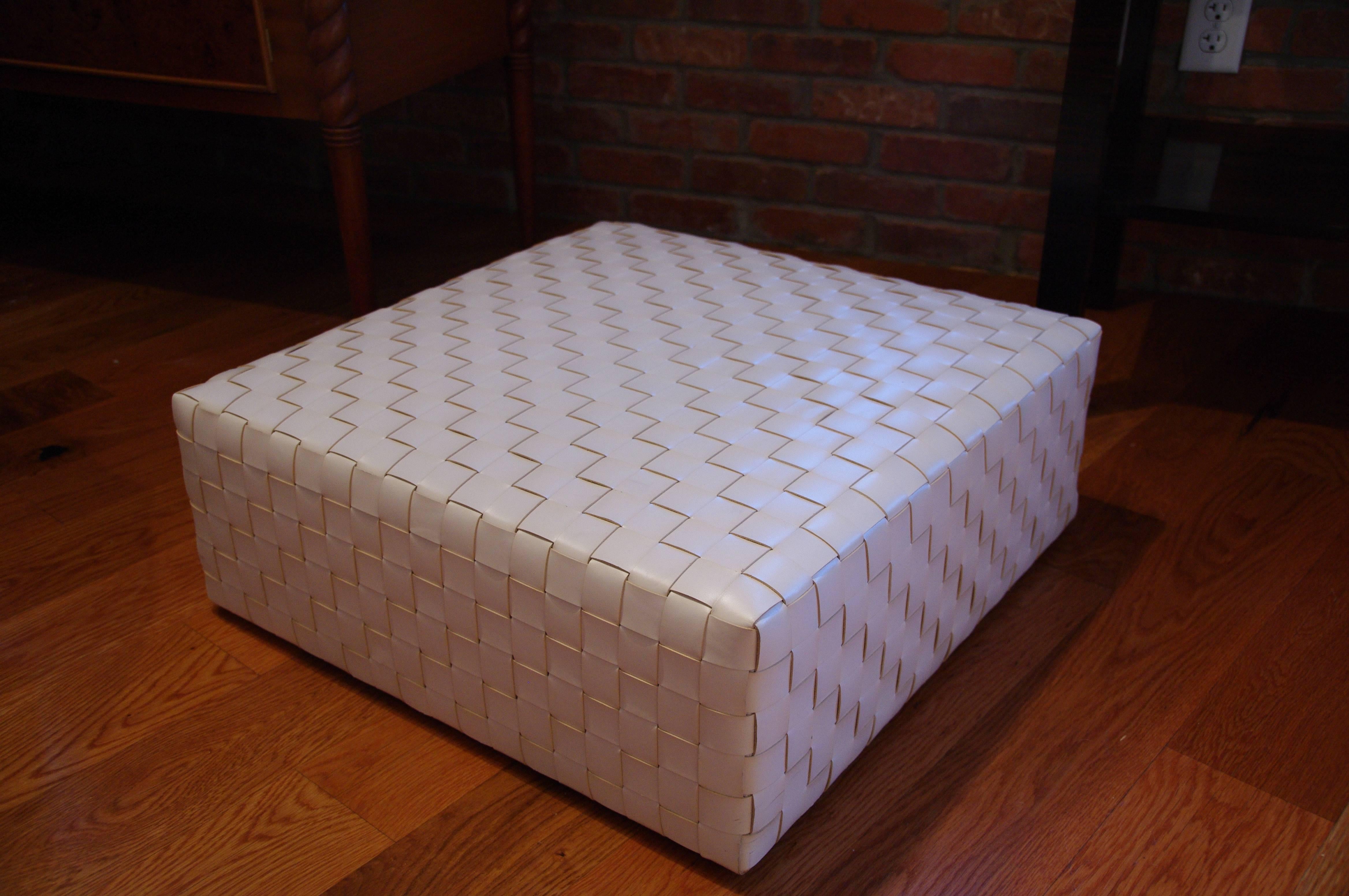 Contemporary Woven Leather Modern Italian Ottoman, Italy For Sale