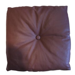 Italian Leather Decorative Pillow with Button by Arflex, Italy