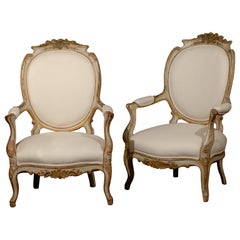 Pair of 19th Century Italian Painted Wood Armchairs, circa 1870 Mizzenmast
