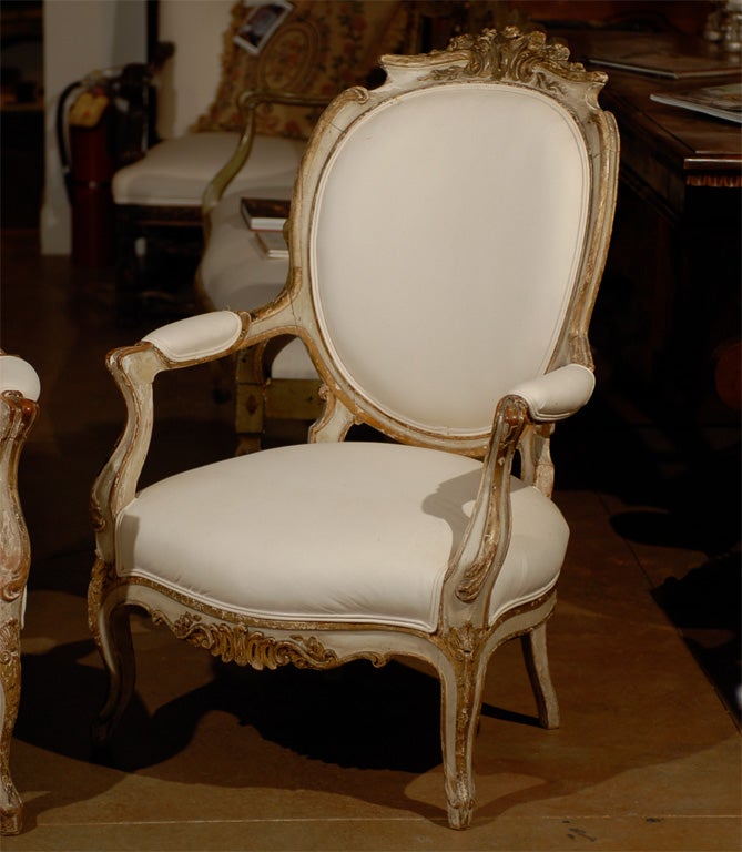 Pair of 19th Century Italian Painted Wood Armchairs, circa 1870 Mizzenmast In Good Condition In Atlanta, GA