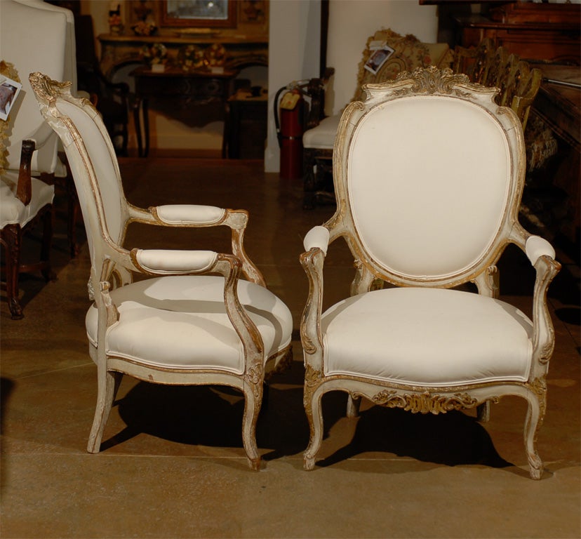 Pair of 19th Century Italian Painted Wood Armchairs, circa 1870 Mizzenmast 4