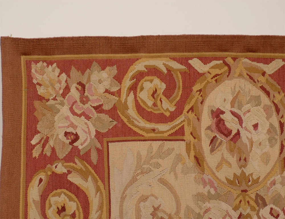 Pair of French 1850s Aubusson Floral Tapestries with Rinceaux Arabesques In Good Condition In Atlanta, GA