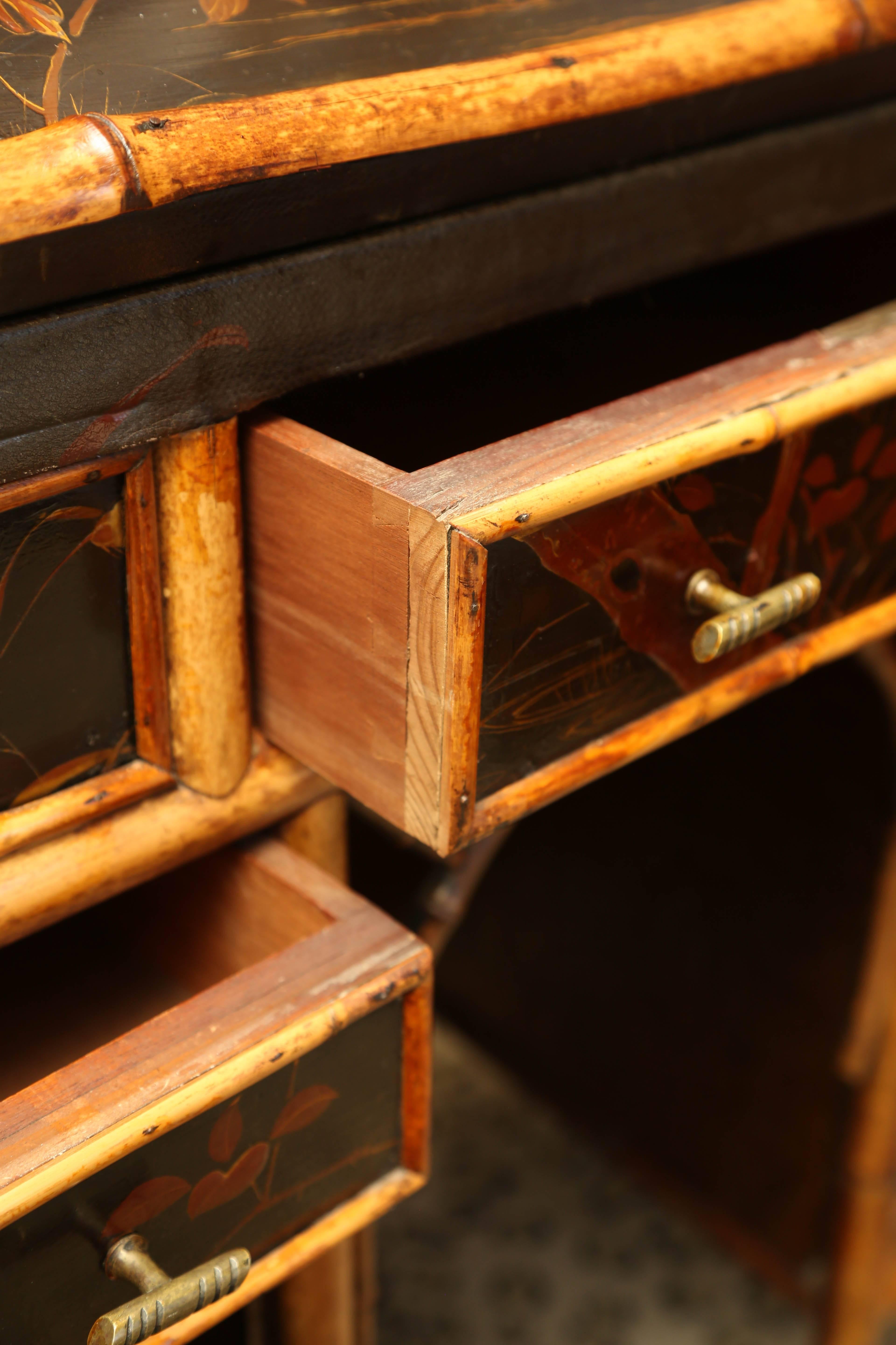 Beautiful 19th Century English Bamboo Ladies Knee-Hole Desk 2